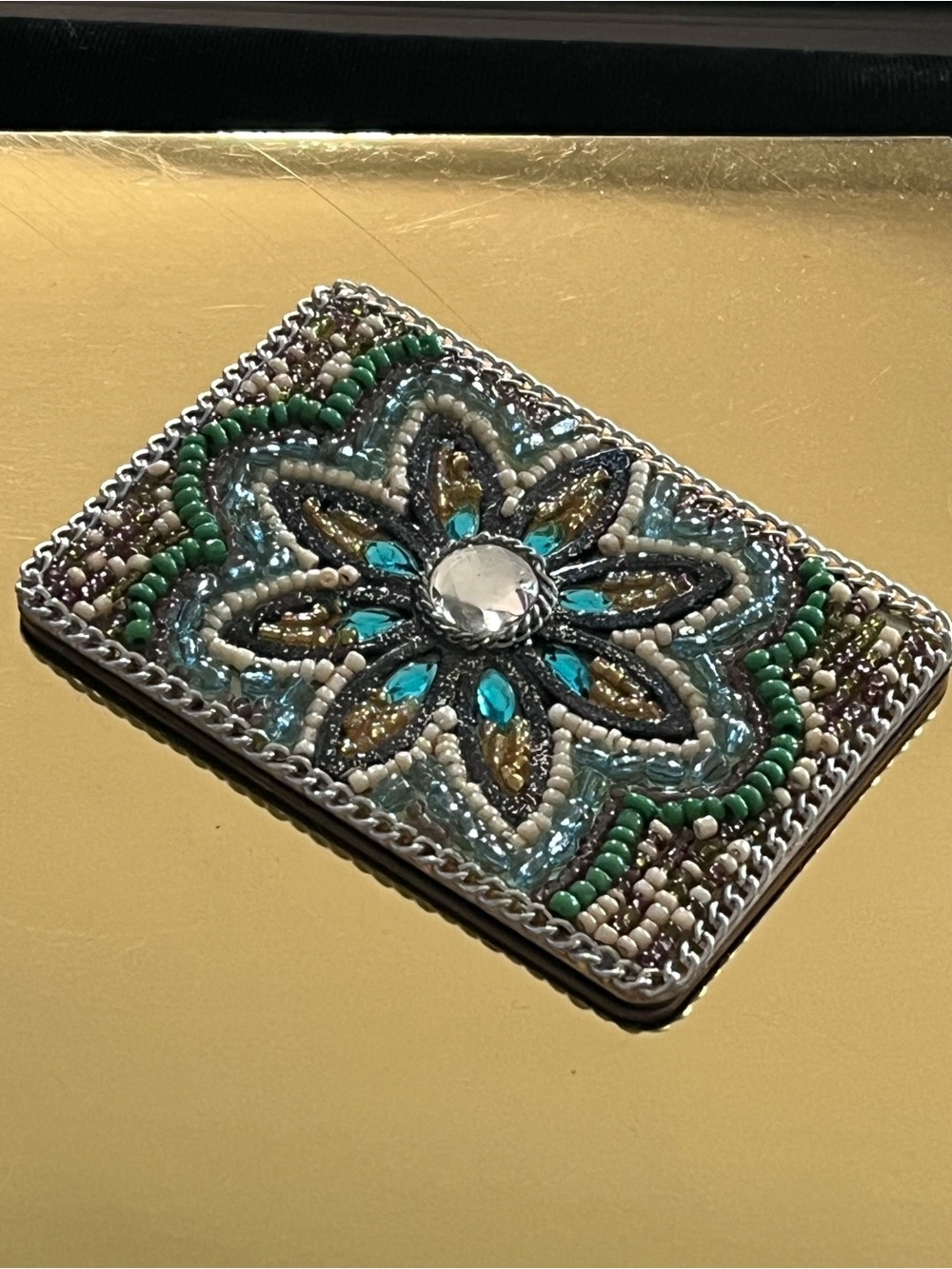 Vintage Beaded Magnetic Address Book Floral Rhinestone Case